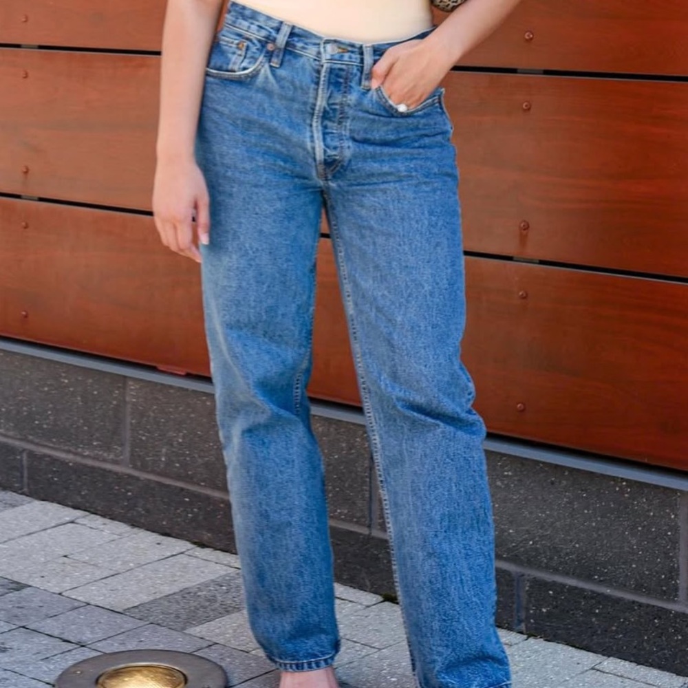 Re/Done Women’s Straight Classic 70s Blue Jeans
